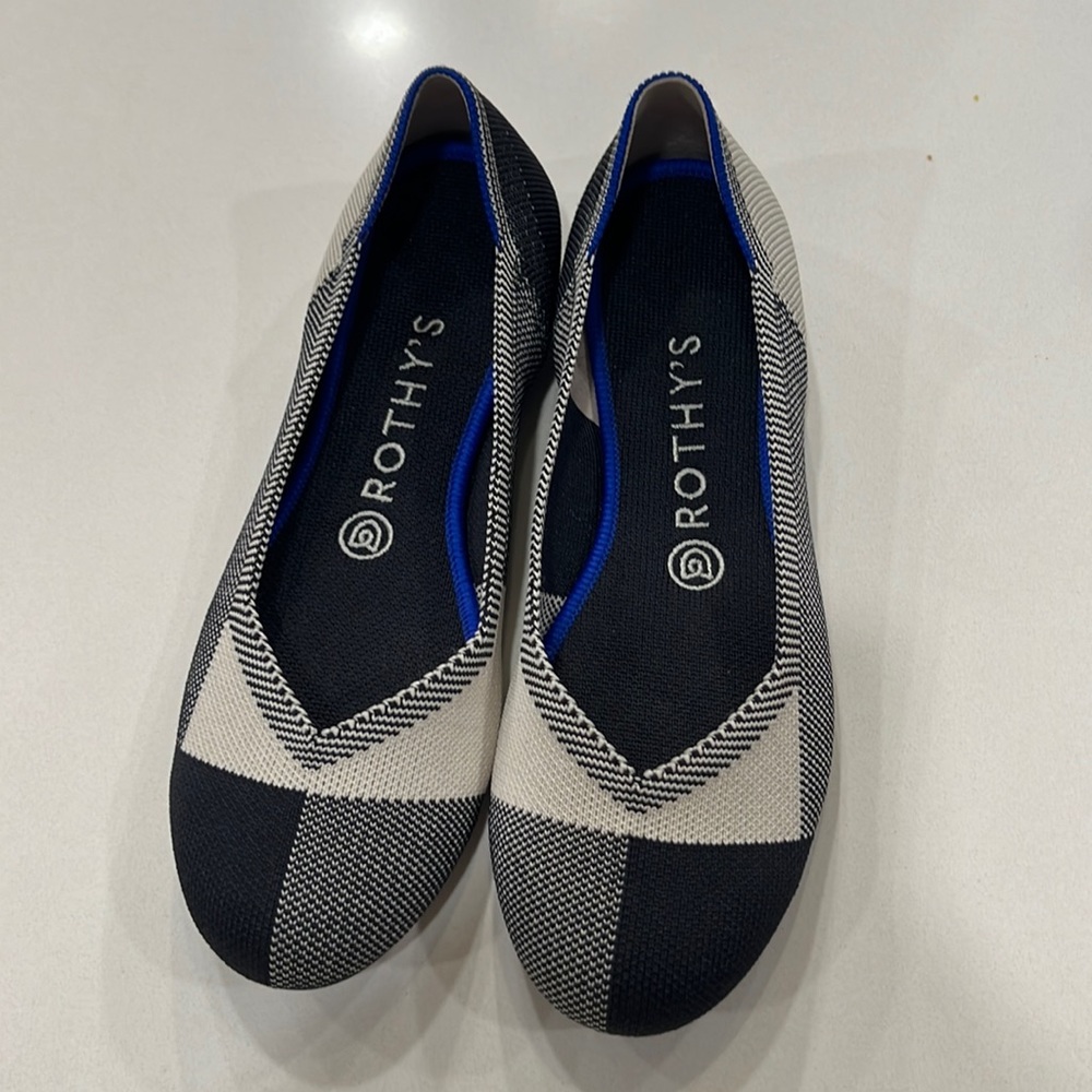 Rothy’s CapToe The Flat Black Plaid Colorblock 8